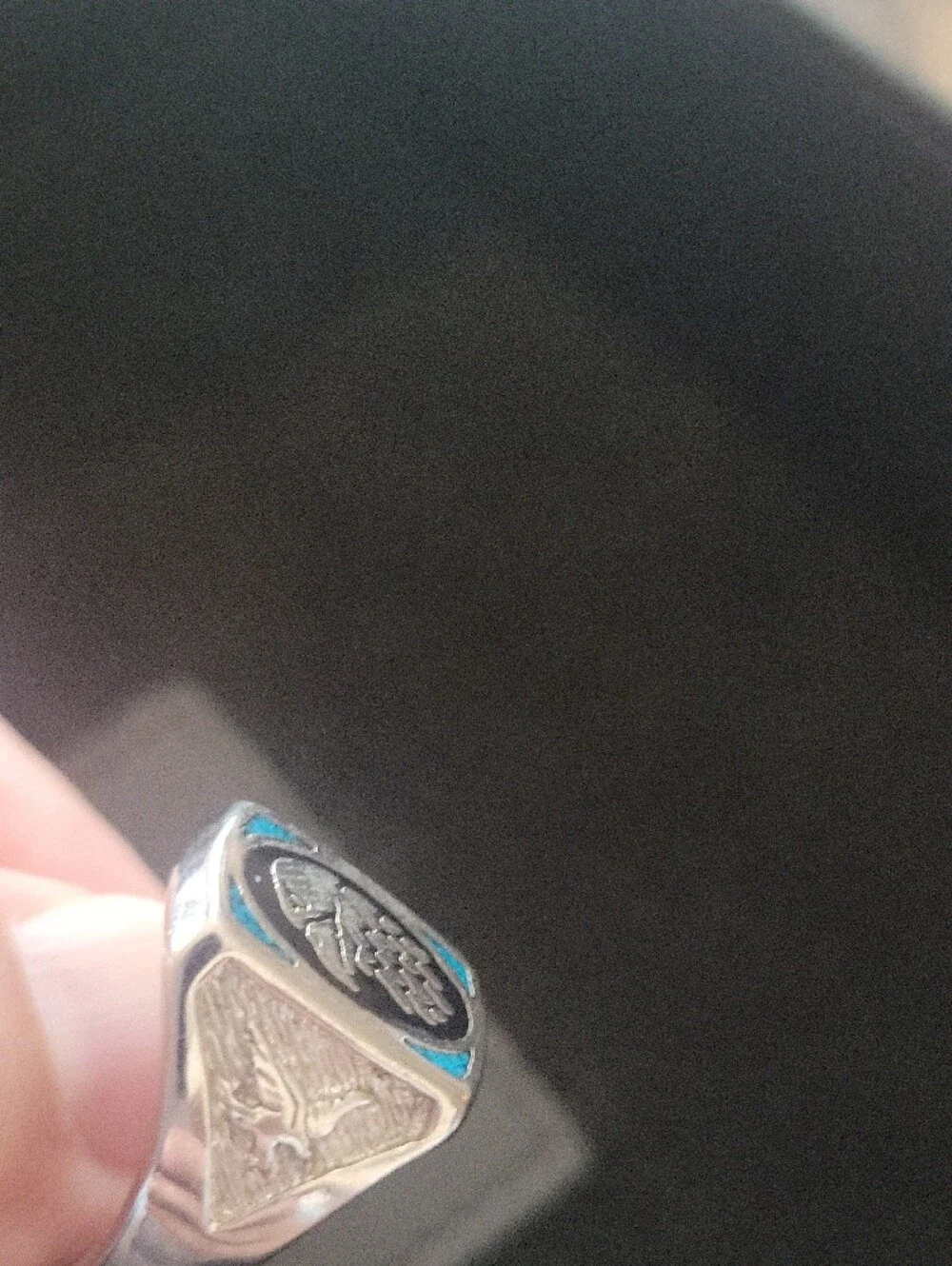 1980s Eagle Signet Ring with Crushed Turquiose
